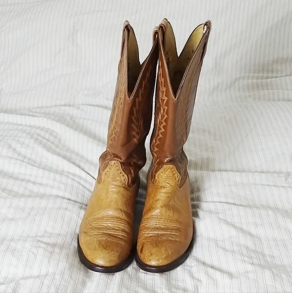 Vintage leather two tone cowboy boots hondo boots