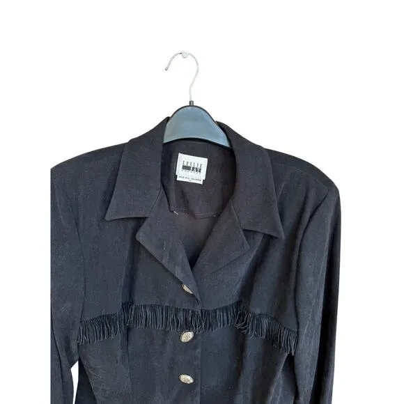 Vintage Leslie Fay Fringe Blazer Sz 14 Western Cowgirl Rodeo Country Concert