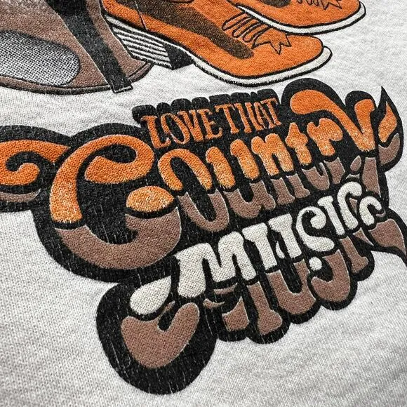 Vintage Love That Country Music Western Crewneck Sweatshirt XL Cowboy Boots Hat