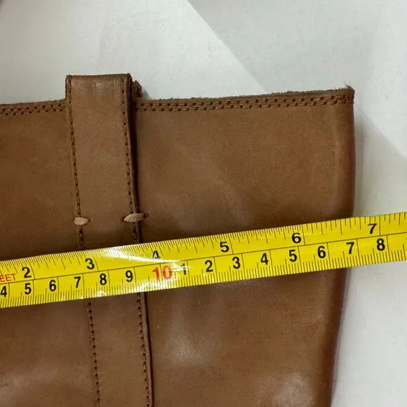 Vintage Lucky Boots Womens 6.5  Tan Leather 90s Y2K Almond Toe Wooden Heel