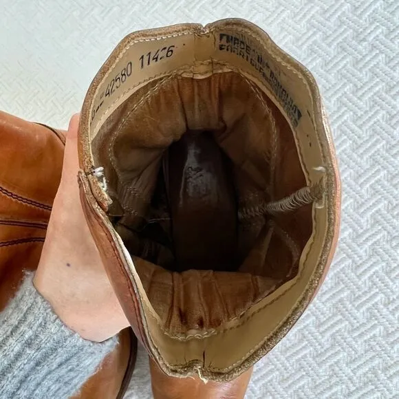 Vintage Made in Romania Women's 6 Tan Brown Leather Cowgirl Western Cowboy Boots