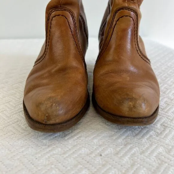 Vintage Made in Romania Women's 6 Tan Brown Leather Cowgirl Western Cowboy Boots