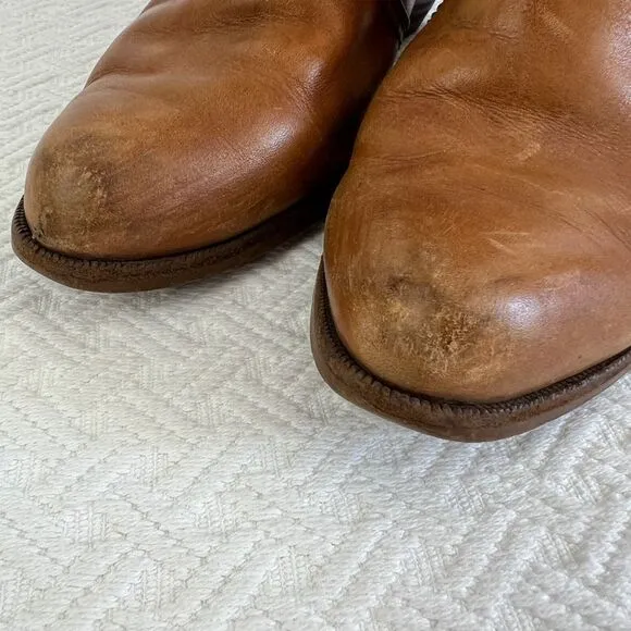 Vintage Made in Romania Women's 6 Tan Brown Leather Cowgirl Western Cowboy Boots