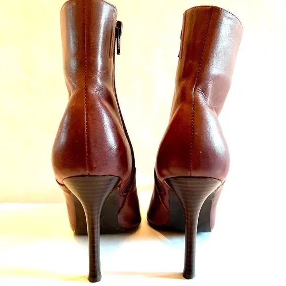 VINTAGE MAROON ANKLE BOOTS SIZE 7M 4” STACKED HEEL