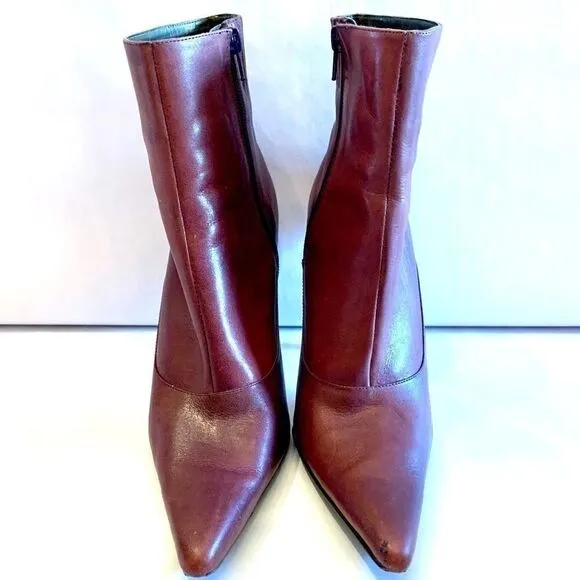 VINTAGE MAROON ANKLE BOOTS SIZE 7M 4” STACKED HEEL