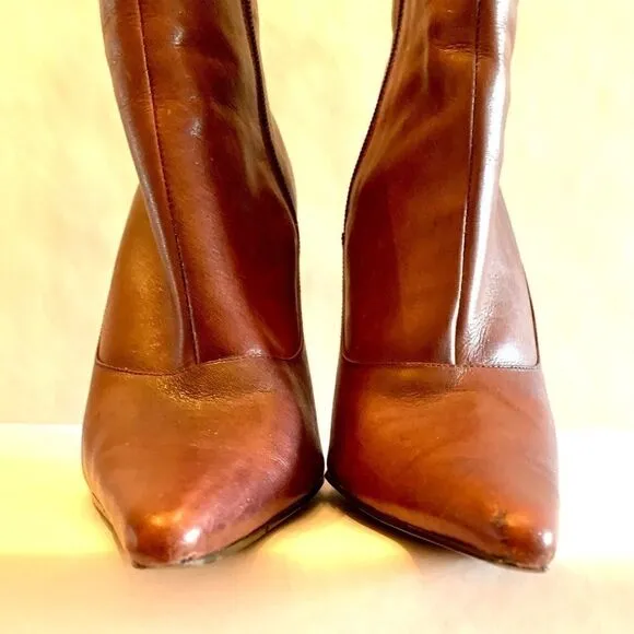 VINTAGE MAROON ANKLE BOOTS SIZE 7M 4” STACKED HEEL