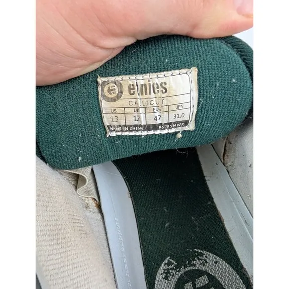 Vintage Men's 13 Etnies Skateboard Shoes Callicut White Green Original 2000s