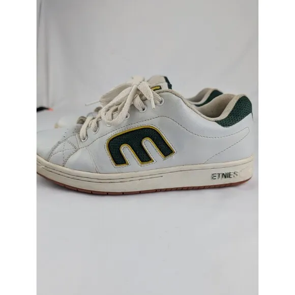 Vintage Men's 13 Etnies Skateboard Shoes Callicut White Green Original 2000s