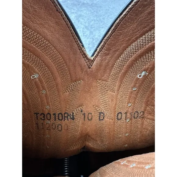 VINTAGE Mens 90s LUCCHESE T3010R4 BLACK LEATHER COWBOY BOOTS, Size US 10