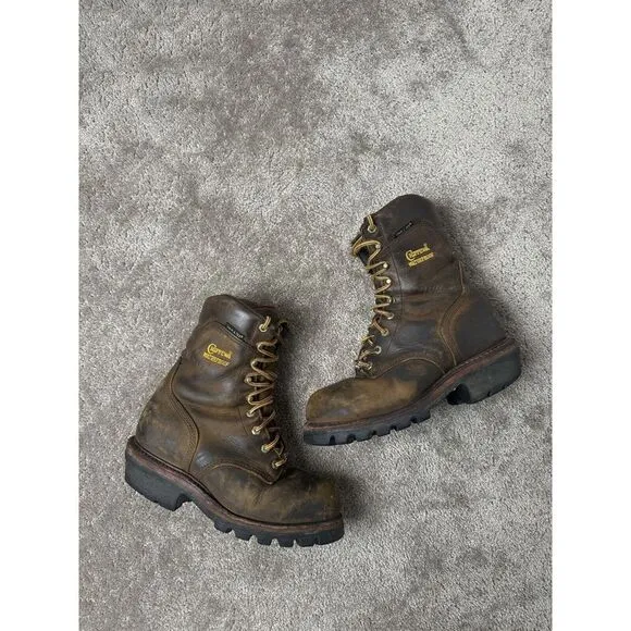 Vintage Mens Boots Chippewa‎ 14819 Waterproof Lace to Toe Logger Work, US 8