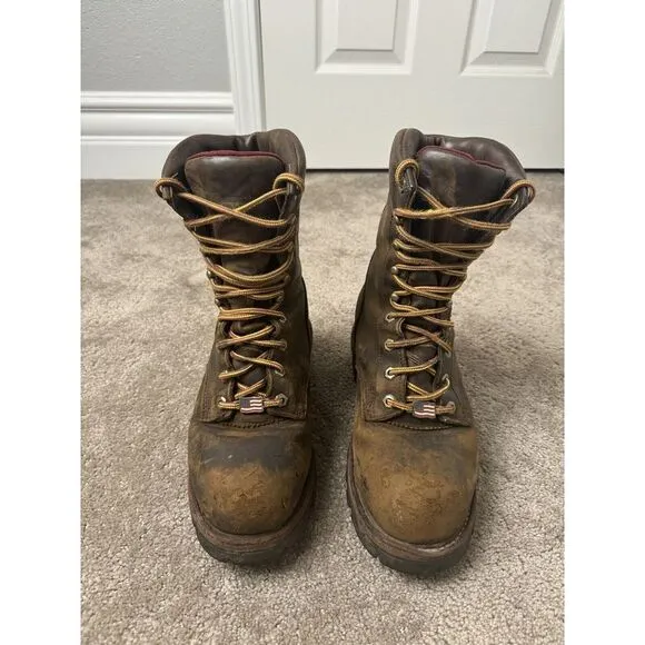 Vintage Mens Boots Chippewa‎ 14819 Waterproof Lace to Toe Logger Work, US 8