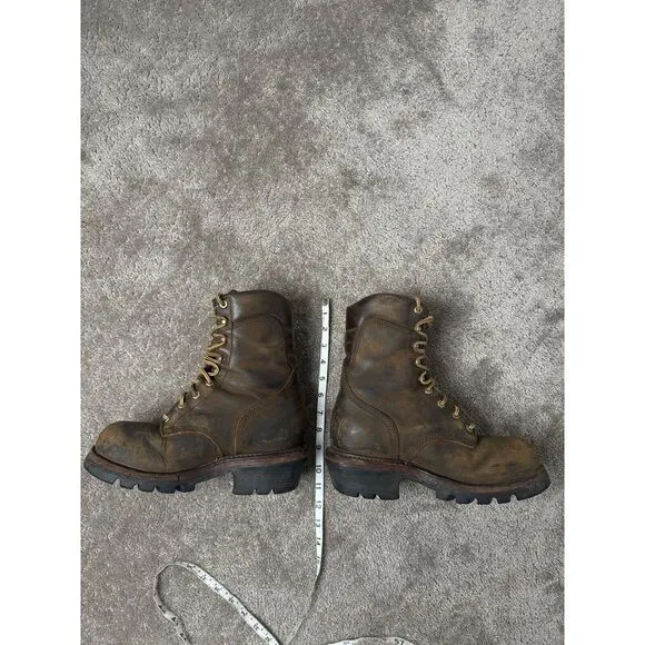 Vintage Mens Boots Chippewa‎ 14819 Waterproof Lace to Toe Logger Work, US 8