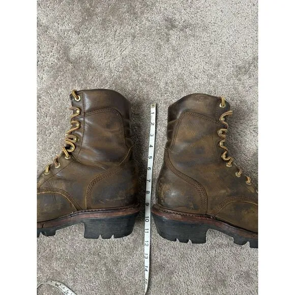 Vintage Mens Boots Chippewa‎ 14819 Waterproof Lace to Toe Logger Work, US 8
