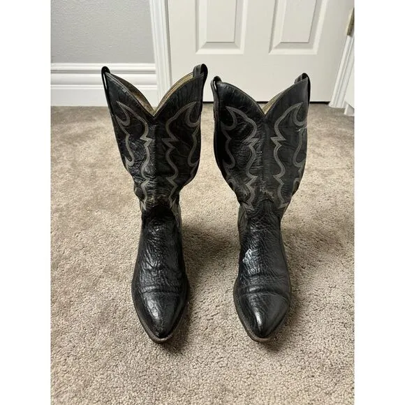 Vintage Mens Boots COWTOWN Black‎ Leather Size 9D