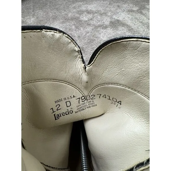 Vintage Mens Boots Leather Laredo‎ Boots - made in USA Size US 12