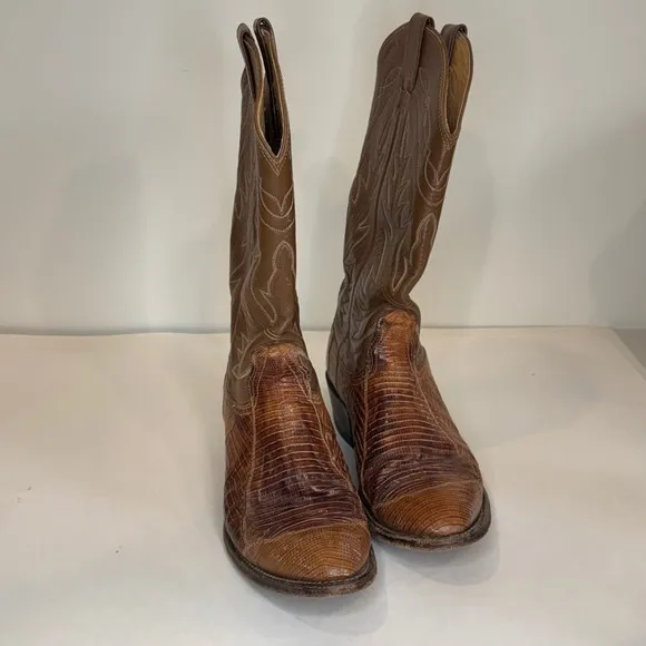 Vintage Mens Nocona Cowboy Boots 10D Exotic Lizard Western Rodeo Leather TX USA