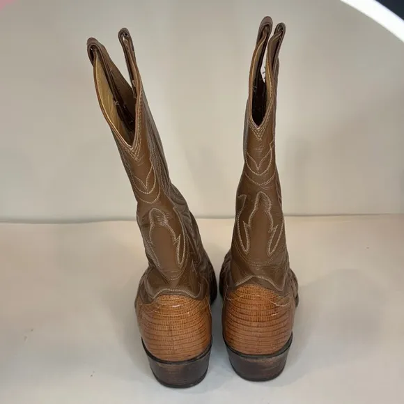 Vintage Mens Nocona Cowboy Boots 10D Exotic Lizard Western Rodeo Leather TX USA