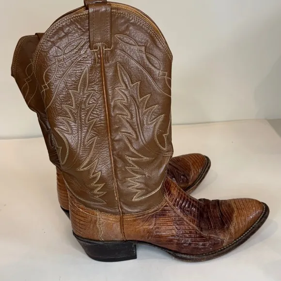 Vintage Mens Nocona Cowboy Boots 10D Exotic Lizard Western Rodeo Leather TX USA