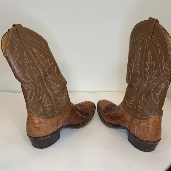Vintage Mens Nocona Cowboy Boots 10D Exotic Lizard Western Rodeo Leather TX USA