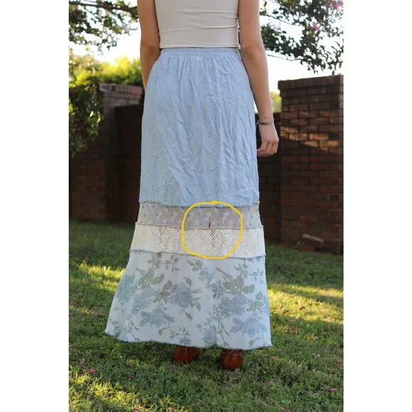 Vintage Multi Patterned/Material 70s Prarie style Skirt Medium