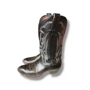 Vintage Nocona black leather cowboy boot mens sz 9.5 western country southern