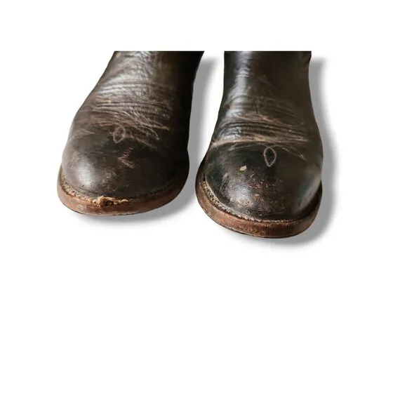 Vintage Nocona black leather cowboy boot mens sz 9.5 western country southern