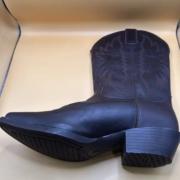 Vintage Nocona Black Leather Western Cowboy Boots Sz 7.5 Dark Brown Style NL1113
