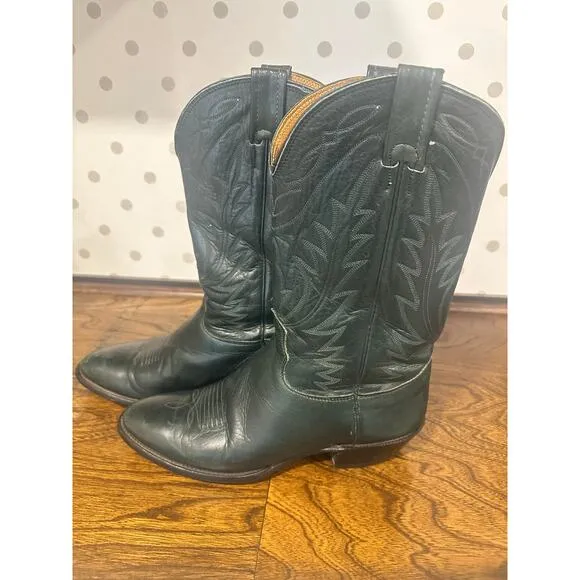 Vintage Nocona boots leather 11B green USA Cowboy western