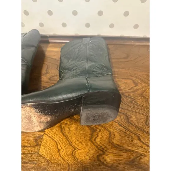 Vintage Nocona boots leather 11B green USA Cowboy western