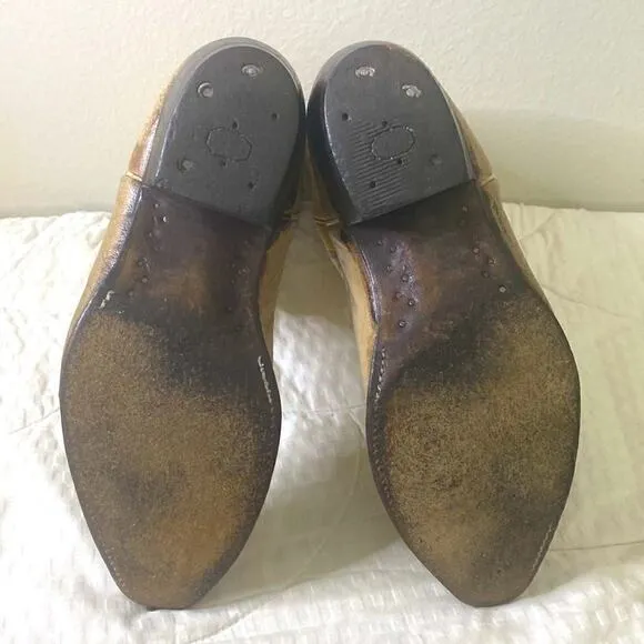 Vintage Nocona Cowboy Boots cream Leather Size 9 1/2 EE. See Video