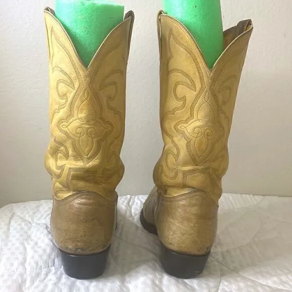 Vintage Nocona Cowboy Boots cream Leather Size 9 1/2 EE. See Video
