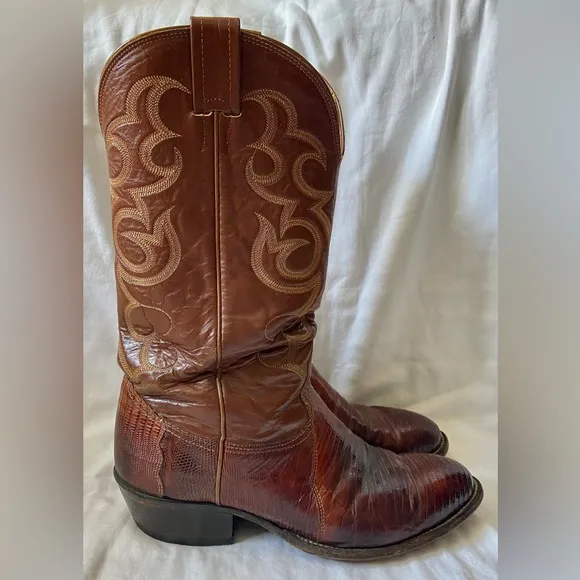 Vintage Nocona Mens Size 9D Brown Leather Western Cowboy Boots Filtrate