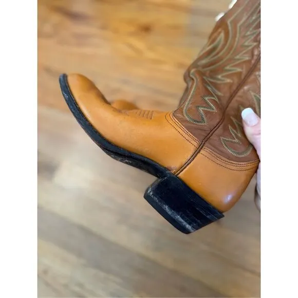 Vintage Nocona Womens Brown Western Pull On Leather Cowboy Boots Size 5.5B
