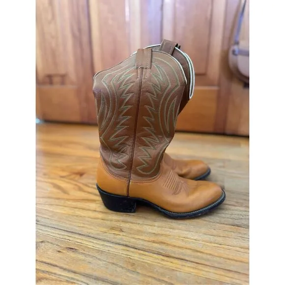 Vintage Nocona Womens Brown Western Pull On Leather Cowboy Boots Size 5.5B