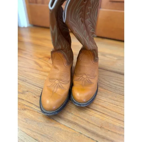 Vintage Nocona Womens Brown Western Pull On Leather Cowboy Boots Size 5.5B
