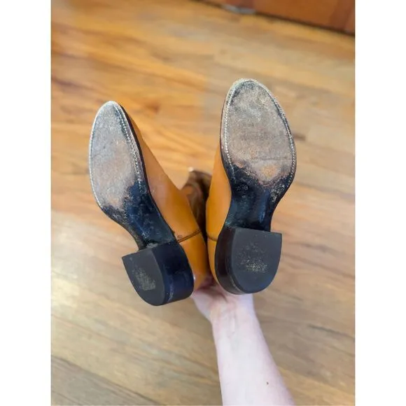 Vintage Nocona Womens Brown Western Pull On Leather Cowboy Boots Size 5.5B