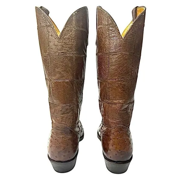Vintage Nocona Women’s Western Boots Brown Ostrich Round Toe Size 6.5 B USA EUC
