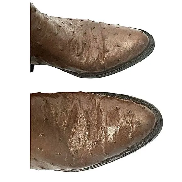 Vintage Nocona Women’s Western Boots Brown Ostrich Round Toe Size 6.5 B USA EUC