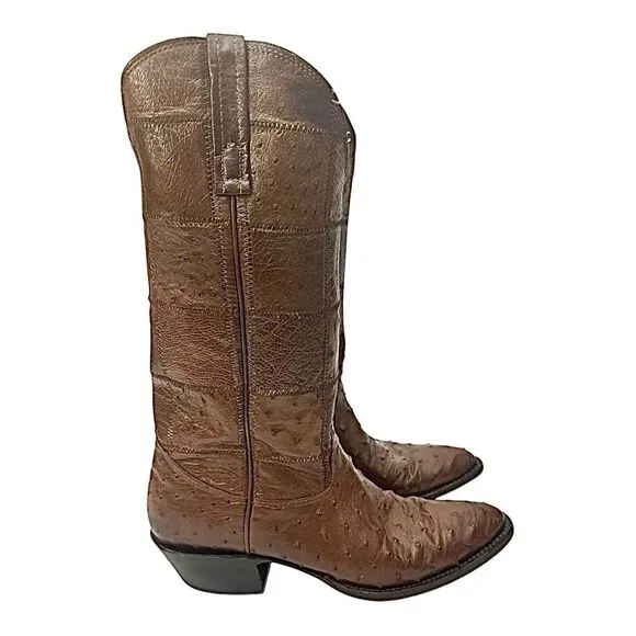 Vintage Nocona Women’s Western Boots Brown Ostrich Round Toe Size 6.5 B USA EUC