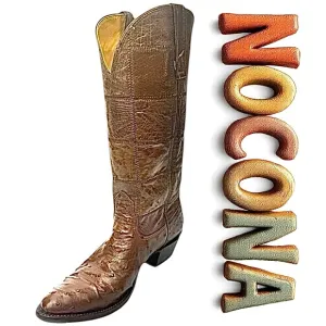 Vintage Nocona Women’s Western Boots Brown Ostrich Round Toe Size 6.5 B USA EUC