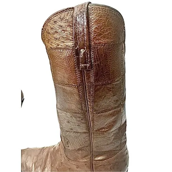 Vintage Nocona Women’s Western Boots Brown Ostrich Round Toe Size 6.5 B USA EUC
