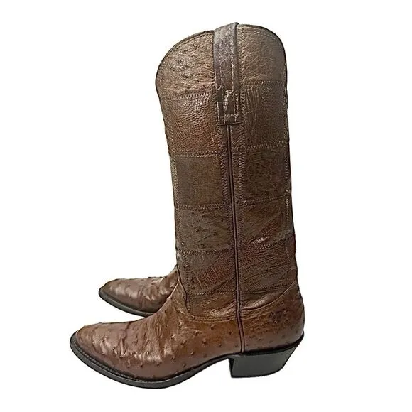 Vintage Nocona Women’s Western Boots Brown Ostrich Round Toe Size 6.5 B USA EUC