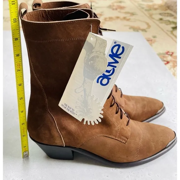 Vintage NWT Acme Brown Suede Lace Up Point Toe Western Boots Women’s 8