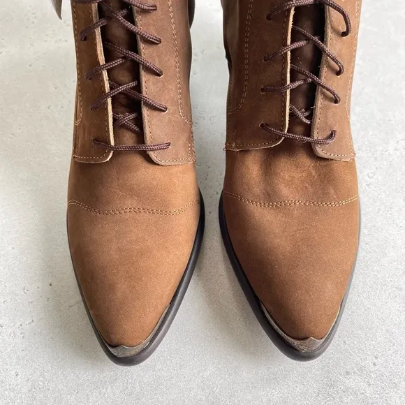 Vintage NWT Acme Brown Suede Lace Up Point Toe Western Boots Women’s 8