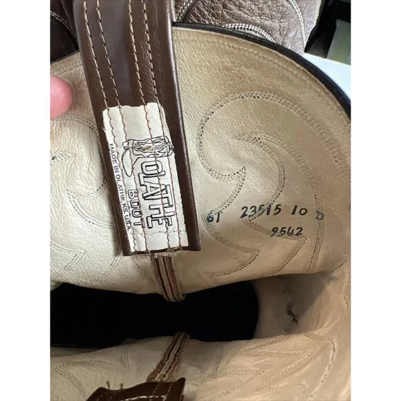 Vintage OLATHE Cowboy Boots MENS Sz 10 D Leather Western Stitched