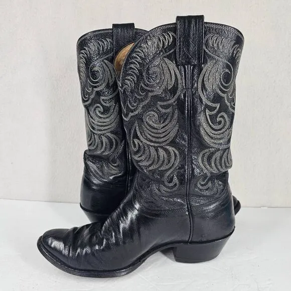 Vintage Olathe Men's Western Kangaroo Boots Black 9.5 Extra Wide