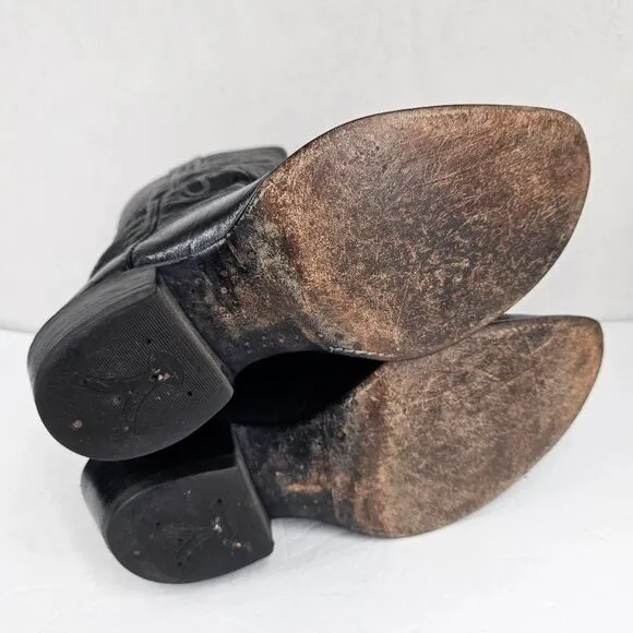 Vintage Olathe Men's Western Kangaroo Boots Black 9.5 Extra Wide