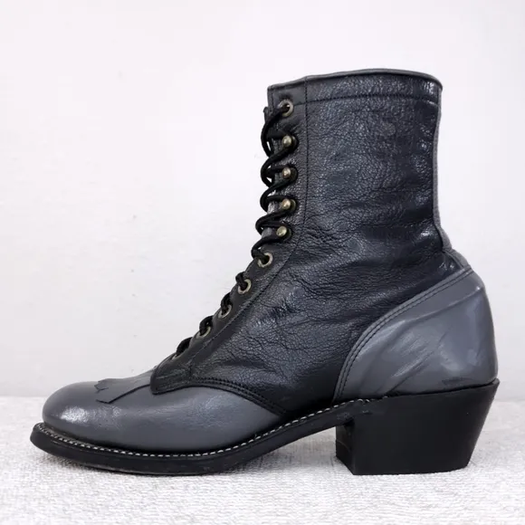 Vintage OLATHE Roper Kiltie Packer Heeled Ankle Boots