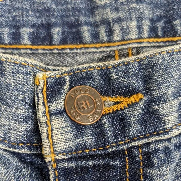 Vintage Polo Ralph Lauren Jeans Y2K Flare Boot Lace Up Western Low Rise Blue 8