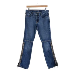 Vintage Polo Ralph Lauren Jeans Y2K Flare Boot Lace Up Western Low Rise Blue 8